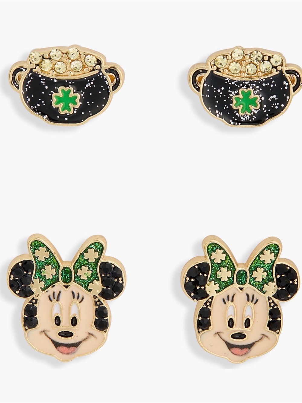 BAUBLEBAR X DISNEY St Patrick's Day Minnie Mouse Earrings Set of 2 NEW $44 MSRP